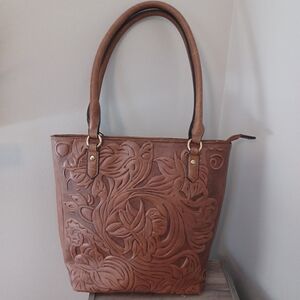 Amazon Tooled Faux Leather Look Shoulder Bag Purse